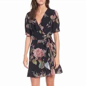 Privacy Please June Floral V-neck Wrap Mini Dress